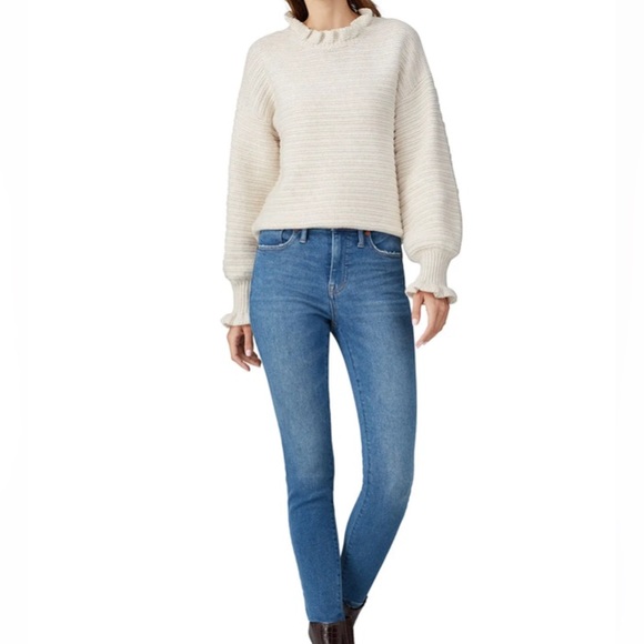 Madewell Fitted Frilly Lettuce Hem Sweater, Size S - Picture 9 of 16